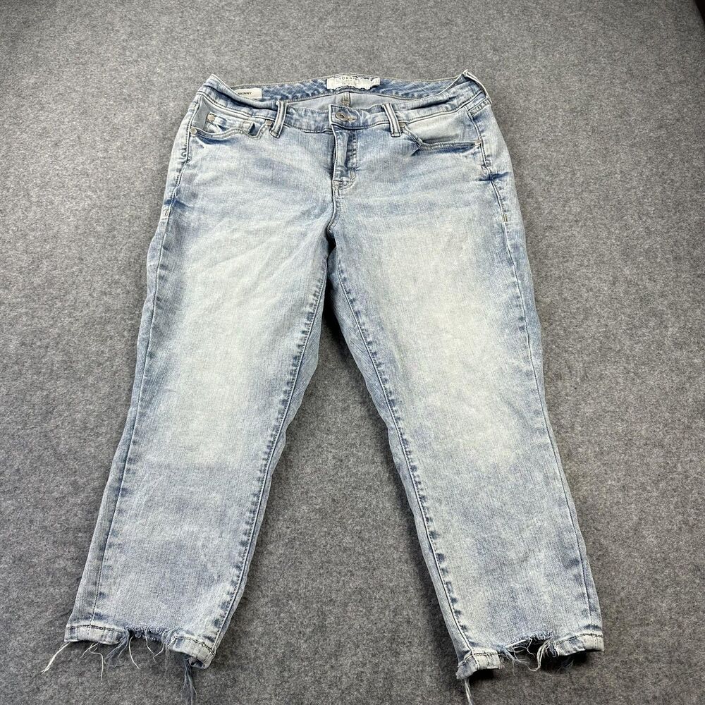 Torrid Jeans Womens 12 Plus Size Blue Skinny Crop Raw Hem Stretch Denim 34x20.5